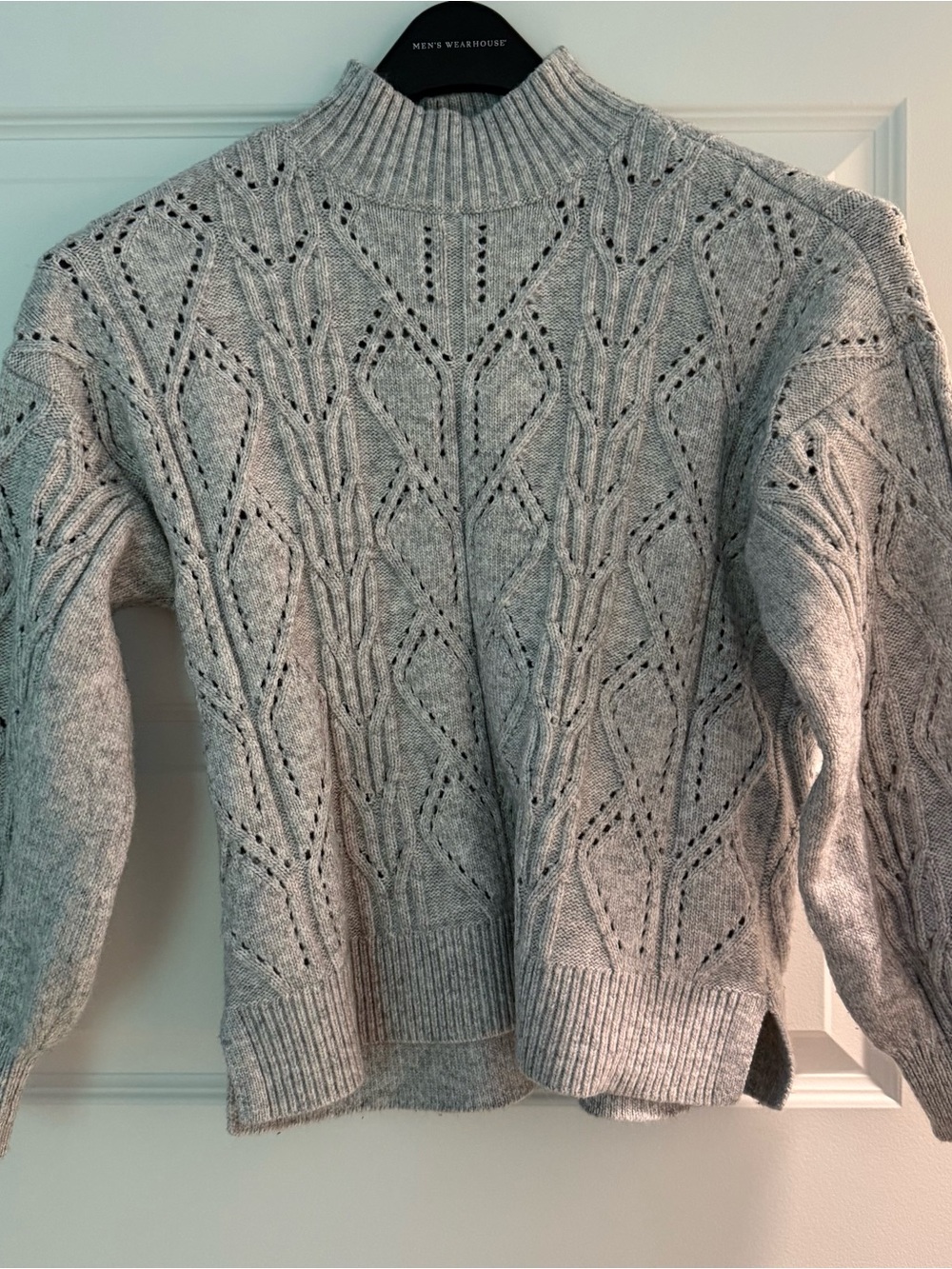 Loft Women’s Gray Cable-Knit Mock Neck Sweater